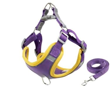 Imagem de Coleira Peitoral Gato, Conjunto De Guia Coleira Tipo Colete Para Pet Pequenos E Médios(Roxo,L/7-10 Kg)