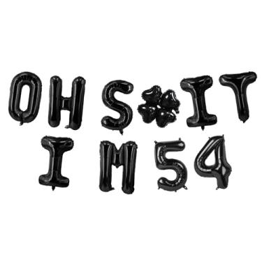 Imagem de Oh I'm 54! Balões de látex 40,6 cm preto hallo cinquenta e quatro Cheers para 54 anos decoração temática para homem mulher feliz 54º aniversário festa estúdio foto adereço bandeira decorações