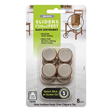 Imagem de Slipstick CB250 Protetor de piso de 2,5 cm para móveis, pés deslizantes para cadeira (conjunto com 8) autocolantes ou aparafusados - caramelo