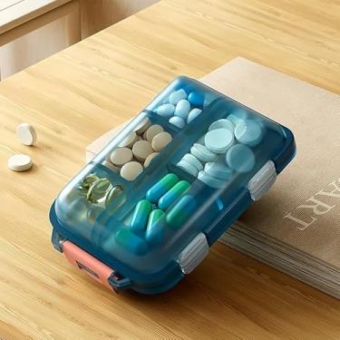 Imagem de Organizador de comprimidos de medicamentos para viagem, 10 compartimentos para uso diário, suporte compacto e portátil para medicamentos para armazenamento de suplementos vitamínicos de óleo de peixe