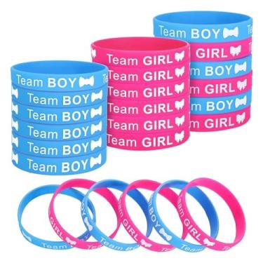 Imagem de Pacote com 20 pulseiras de revelação de gênero para bebê, votação, jogos, meninos, meninas, presentes de cerimônia de silicone azul rosa pulseiras criativas para festas decorações