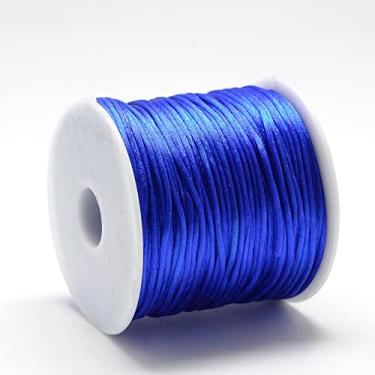 Imagem de Fio de nylon acetinado de 1 mm para fabricação de joias, acabamento de contas brilhantes e sedosas, tranças, aparar, enrolar, artesanato, pulseiras de macramê Kumihimo, azul