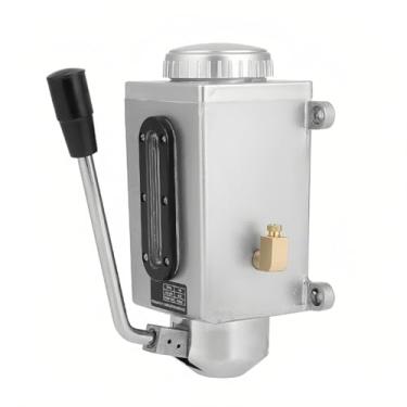 Imagem de Bomba de óleo lubrificante manual, porta de saída dupla 500CC bomba de lubrificação operada à mão direita esquerda óleo lubrificante de metal para perfuração CNC fresagem de torno máquina de corte lateral equipamento vertical