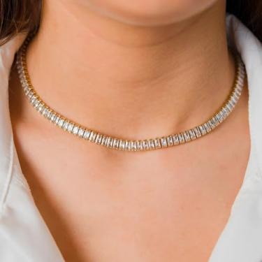 Imagem de Colares de strass de ouro para mulheres, colar de diamante em camadas ajustáveis para presente (strass dourado)