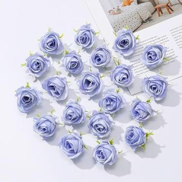 Imagem de Pequenos botões de rosa artificiais – cabeças de flores falsas de toque real para decoração de casamento, adereços de fotografia e centros de mesa de festa (Roxo)