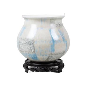 Imagem de Vasos de plantas Vaso redondo de cerâmica, orquídea grande, respirável, personalizado com base, planta verde, bonsai suculenta, em vaso