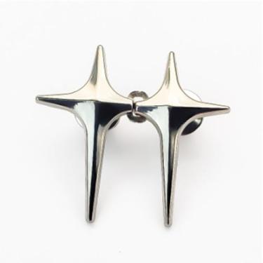 Imagem de Botão destacável, sem costura, botão de pressão, cruz em forma de estrela, clipes ajustáveis, ajuste perfeito para apertar a cintura (prata)