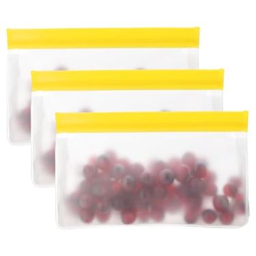 Imagem de PATIKIL Saco reutilizável para freezer de 22 x 5 x 13,5 cm, 3 sacos de armazenamento de alimentos à prova de vazamento para gelo, lanches, vegetais, frutas, gelo, para frescor de longa duração