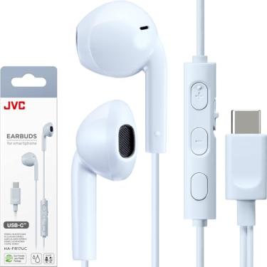 Imagem de JVC Fones de ouvido USB-C com fio, sem atraso para vídeos e jogos, DAC integrado reduz ruído e melhora som, drivers de neodímio de 10,7 mm - HAFR17UCA (azul)