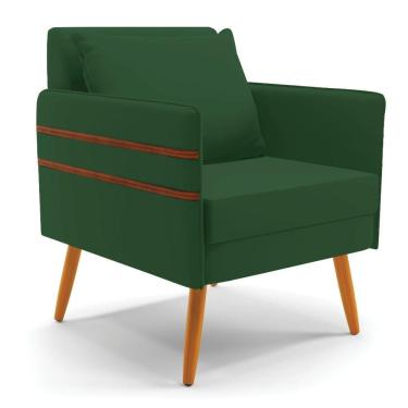 Imagem de Poltrona Mari Veludo Pés Palito Castanho Verde