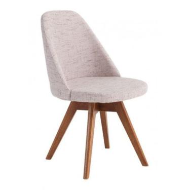 Imagem de Cadeira Giratória Para Sala De Jantar-Tecido Linho Bege