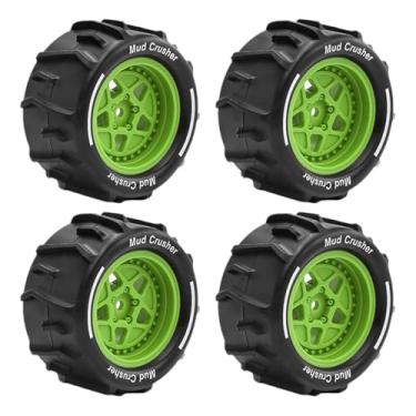 Imagem de Dynwave Kit de instalação fácil com 4 rodas e pneus para modelo DIY (faça você mesmo), upgrade profissional para Granite Grom na escala para 1:18, Verde