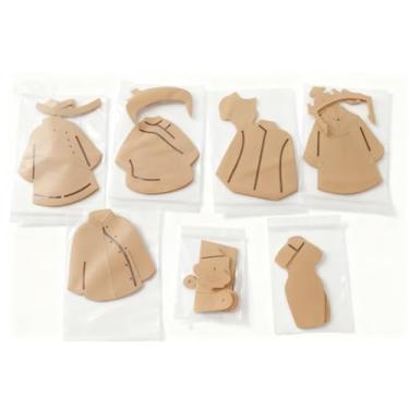 Imagem de YJIUYUANQ 7 Design Vintage Tang Suit Cheongsam Modelo de Bordado Acrílico - Conjunto de Modelos de Acolchoamento com Régua, Ferramentas de Patchwork para Marcador de Livro DIY e Projetos de Artesanato