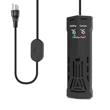 Imagem de Carefree Fish Aquecedor De Aquário Paladin 100/200/300/500/800W, Haste Aquecimento Cerâmica Ptc, Led Digital, Sistema Parada Automática Saída Água Inteligente Para Doce E Salgada, Sem Cozimento Peix