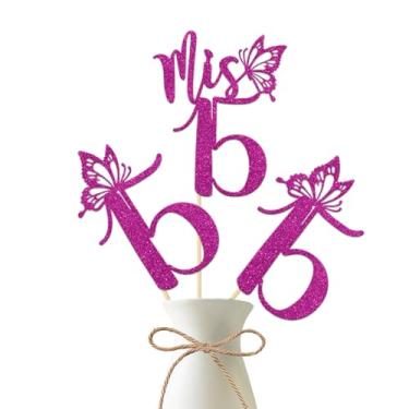 Imagem de Mis 15 palitos de centro de mesa, decorações de feliz aniversário de 15 anos, Hello 15, Cheers to 15 Years Old Birthday Party Supplies 12 peças rosa vermelha..