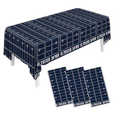 Imagem de XIENBLOC 3 peças de toalhas de mesa de futebol de caubói artigos de festa de aniversário descartáveis de plástico retangular impermeável para decoração de festa temática de esportes de futebol 137 x