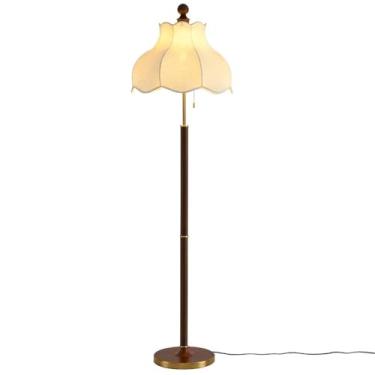Imagem de Luminária de chão Luminária de chão vintage com abajur marrom e pétalas, vertical para quarto sala estar, ambiente sofá