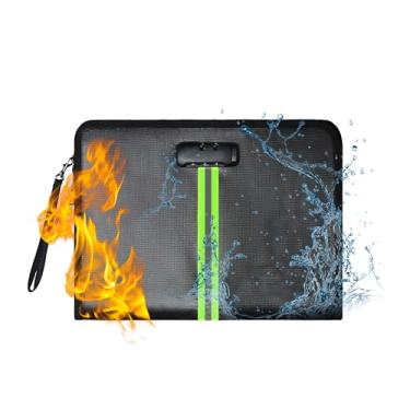 Imagem de Bolsa à prova de fogo, bolsa de documentos à prova de fogo de 2,871.1 °C com fechadura, organizador de documentos à prova de fogo com isolamento térmico para dinheiro, objetos de valor, documentos