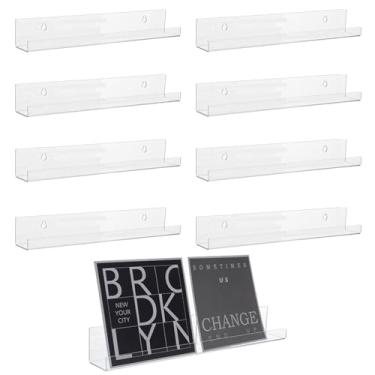 Imagem de MAQUITA Pacote com 8 suportes de parede de disco de vinil de 30,5 cm, suporte de disco de acrílico transparente, estante infantil, item de colecionador para entusiastas de discos musicais