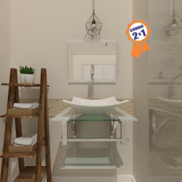 Imagem de Combo 2 x 1 Gabinete de Vidro 45cm para Banheiro Cuba Retangular - Bie