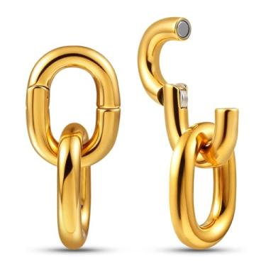 Imagem de LADEMAYH Pesos de ouvido hipoalergênicos para orelhas esticadas de 2 g, 00 g, 00 g, ganchos de orelha com design de corrente para alongamento de orelha, brincos de aço cirúrgico, punk, calibres