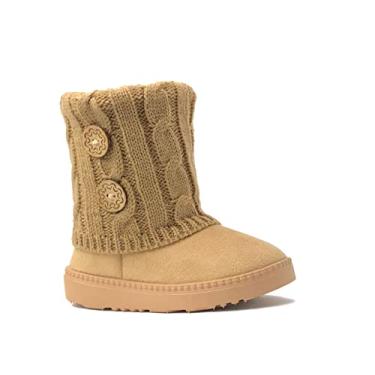 Imagem de ReDVOLUTION Bota de neve feminina com detalhe de botões, bota de camurça moderna, 2033 Beige, 10 Toddler