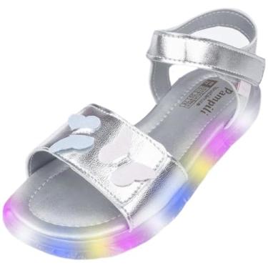 Imagem de Sandalia Infantil Menina Borboletas Luz Led Pampili Lulli