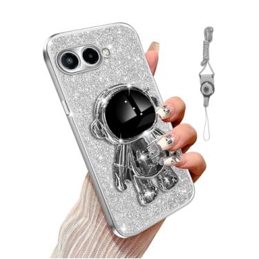 Imagem de Annyojo Capa para celular T-Mobile Revvl 8 com função de suporte de astronauta 8D à prova de choque protetora macia com revestimento luxuoso para T-Mobile Revvl 8, prata