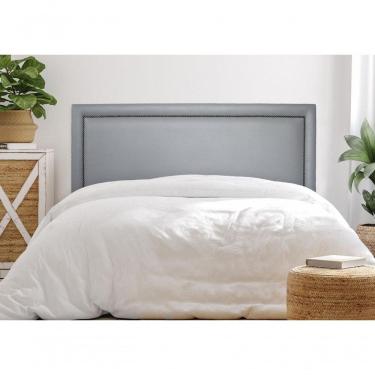 Imagem de Cabeceira Casal Reta Luxo 140x60 Courino Cinza - Tachas Fumê