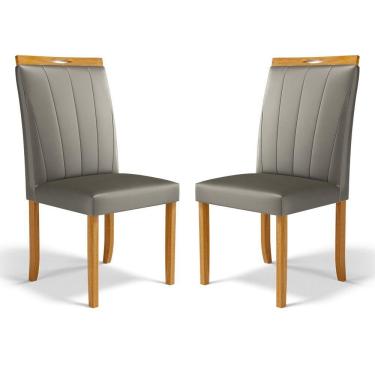 Imagem de Kit Com 2 Cadeiras Aurora Madeira Maciça Estofadas Para Mesa De Jantar Veludo Chumbo 109
