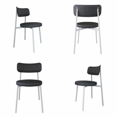 Imagem de 4 Unidades Cadeira Kyta Fixa C/4 Pés 50 X 44,7 X 83,8 Cm Pés Brancos. Corriente Grafite Corriente Grafite