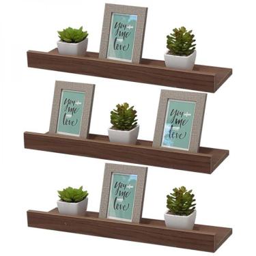 Imagem de Kit 3 Prateleiras Porta Quadros 40 x 10cm Nogal