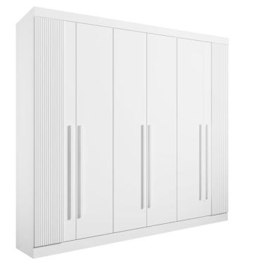 Imagem de Roupeiro 6 Portas Ripado 6 Gavetas Com Pés Da Vinci Plus - D' Doro Branco/ripado