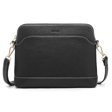 Imagem de Marvolia Bolsas transversais femininas – Bolsa de ombro pequena feminina de couro PU para viagem e trabalho, Preto, One Size
