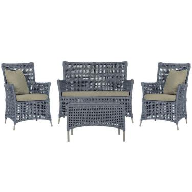 Imagem de Jogo Sofá E 2 Poltronas E Mesa Igapó Fendi E8 Trama Original Prata