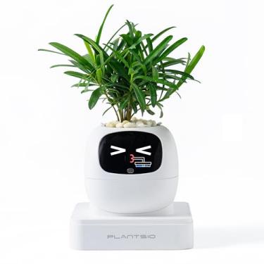 Imagem de Ivy AI Vaso de plantas inteligente com emoji robô de plantador inteligente para plantas de casa Tamagotchi Vaso de flores elegante Plantagotchi decoração de casa (marfim)