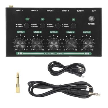 Imagem de EBTOOLS Mixer de 4 Canais, Comutação Estéreo e Mono, Baixo Ruído, Fonte de Alimentação USB, Trs de 1/4 pol., Caixa de Metal Resistente, Console de Mixagem de Som Compacto