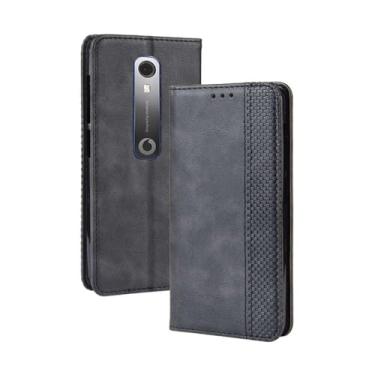 Imagem de Capa para Vodafone Smart N10 VFD630,Retro Flip magnético,Caso de telefone de couro PU,Design de carteira com 3 slots de cartão e 1 clipe de dinheiro -Black