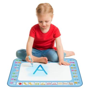 Imagem de Tapete Mágico Infantil para Desenho com Água, 80x60cm, Inclui Canetas e Moldes, Educativo e Reutilizável, Sem Químicos, Ideal para Crianças