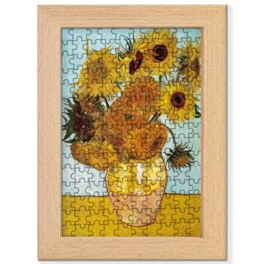 Imagem de 4 Van Gogh - Quebra-cabeça com moldura de girassol de 15 cm (150 peças)
