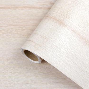 Imagem de Papel de parede de contato de madeira branca para armários Papel de parede removível autoadesivo impermeável para bancadas de cozinha, gaveta, prateleira, forro, decoração de parede