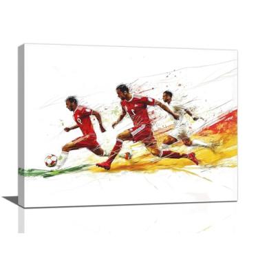 Imagem de Olivine Arte de parede de futebol, decoração de parede de imagens esportivas, pintura de jogo graffit, impressões em tela de jogador de futebol, arte emoldurada para banheiro, quarto, sala de estar