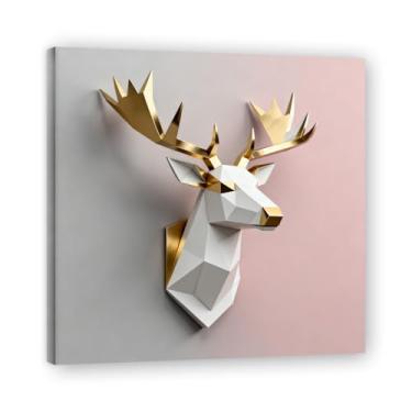 Imagem de NHLDZYH Moldura interna. Pintura em tela de Natal escandinavo Geometria minimalista Ouro escovado em rosa empoeirado Moderno Imagem de parede festiva. A14. 30 x 30 cm - 11,8 x 11,8 polegadas