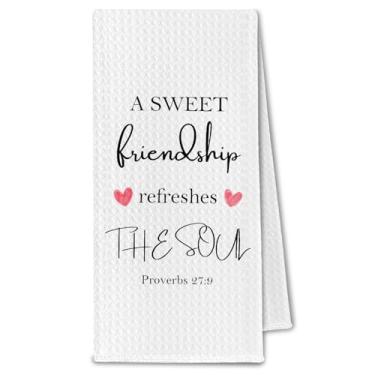 Imagem de ChissNook Toalha de cozinha A Sweet Friendship Refreshes The Soul, presentes de amizade cristã para mulheres, fé, prato de mão de amigo, toalhas de chá para cozinha, banheiro, decorativo, 40 x 61 cm