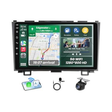 Imagem de Rádio de carro estéreo para Honda CRV 2007-2011: atualização de 9 polegadas 1280 * 800 IPS tela sensível ao toque estéreo sem fio Carplay Android Auto 1080p câmera de backup Bluetooth GPS 5G WiFi FM