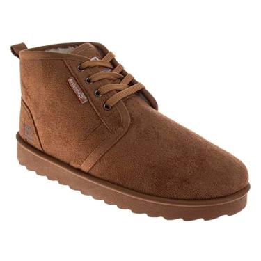 Imagem de Avalanche Botas masculinas aconchegantes de lã de camurça, quente, para uso interno e externo, sapatos de casa para meninos com sola antiderrapante para adultos, Castanho, 42