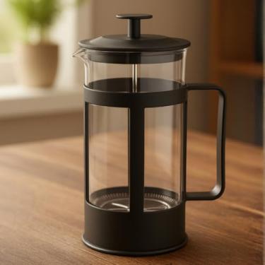 Imagem de Cafeteira Prensa Francesa, Vidro Borossilicato e Plástico, 300ml, Design Sofisticado, 15x8x12cm, Preparo de Café, Chá e Leite Cremoso