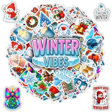 Imagem de BETANAS Pacote com 100 adesivos de inverno, boneco de neve, vinil, boneco de neve, decalques de urso polar pinguim para laptop, garrafa de água, capacete, scrapbook, geladeira, presente para crianças