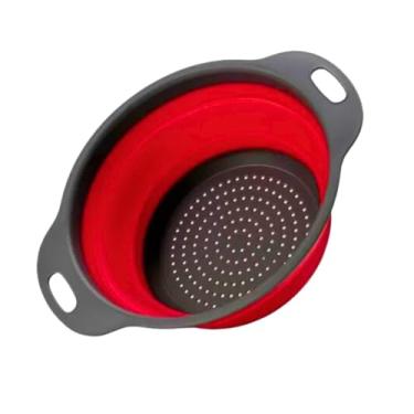 Imagem de Escorredor para Alimentos Médio Silicone Retrátil Dobrável Redondo Legumes Macarrão Frutas Escorrer