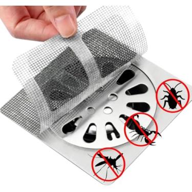 Imagem de Kit 50 Protetor de Ralo Adesivo 50 Unidades Tela Descartável Anti Inseto 10x10cm para Banheiro Cozinha Quintal Coletor de Cabelo